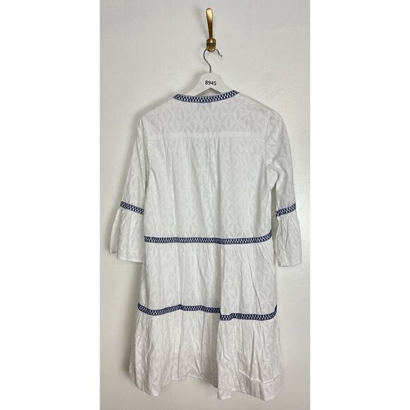 TOMMY BAHAMA Embroidered Tiered Cotton Cover-Up Dress in White Size X-Small - Picture 10 of 11